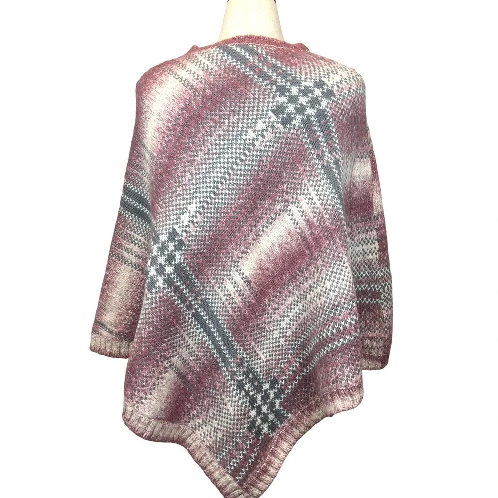 Liz Claiborne Chunky Wool Blend Poncho Women's Medium Sweater Cape Cozy Warm - Picture 7 of 7